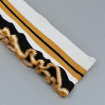 Подвяз трикотажный TBY 6х100 см с люрексом и черными полосами 73047 молочный