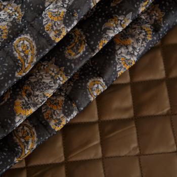 Ткань курточная 2-х сторонняя 033-14799 графитово-коричневый принтованный