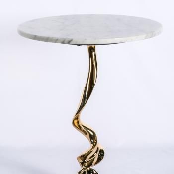 Столик журнальный d-40 см BJ-22840-white металл/камень