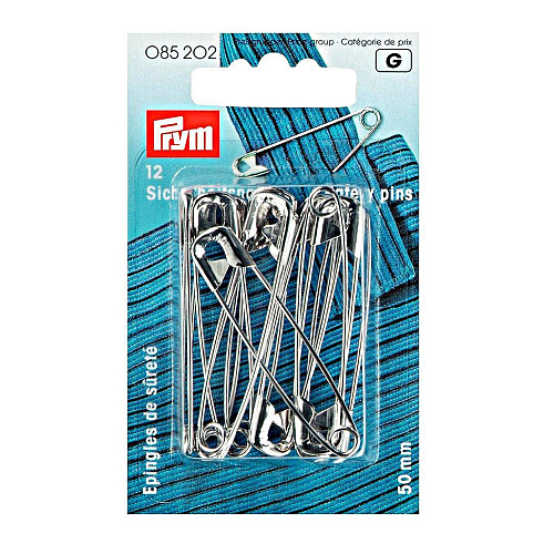 Булавки английские Prym 085202 50 мм 12 шт серебро