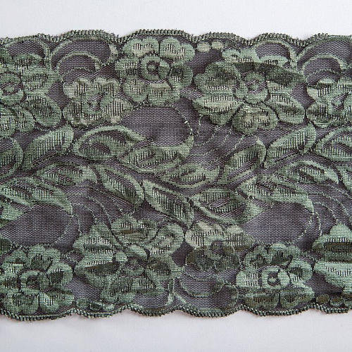 Кружево эластичное 170 мм Ф01-0083 темно-зеленый